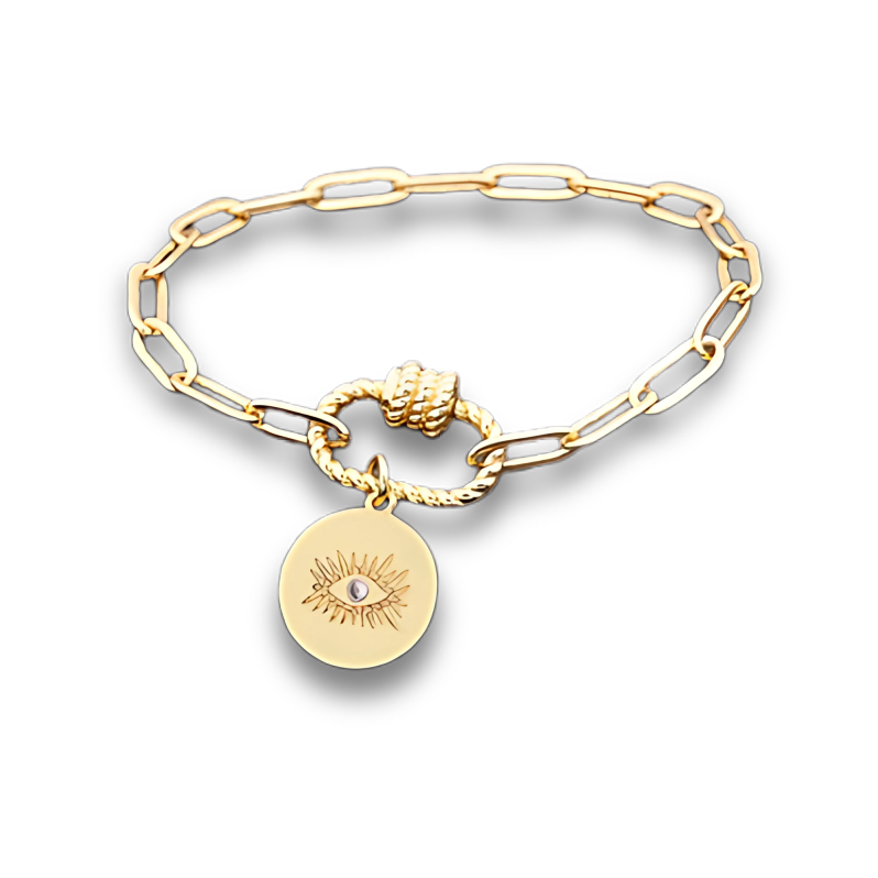 4 Styles! Stunning Gold and CZ Evil Eye Pendant Charm Bracelets