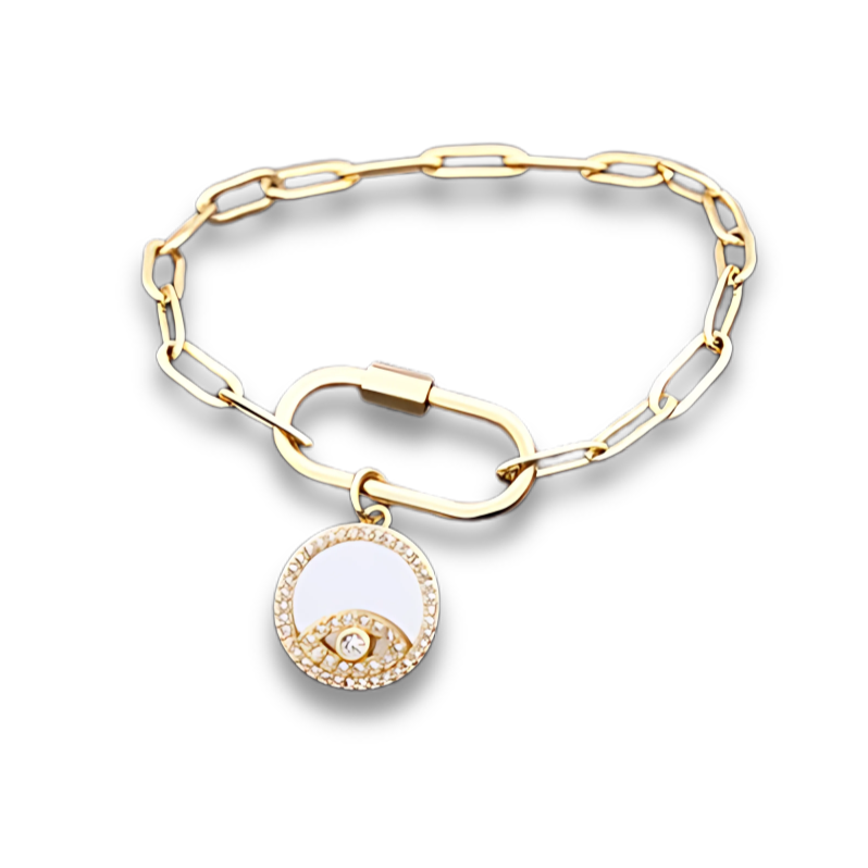 4 Styles! Stunning Gold and CZ Evil Eye Pendant Charm Bracelets