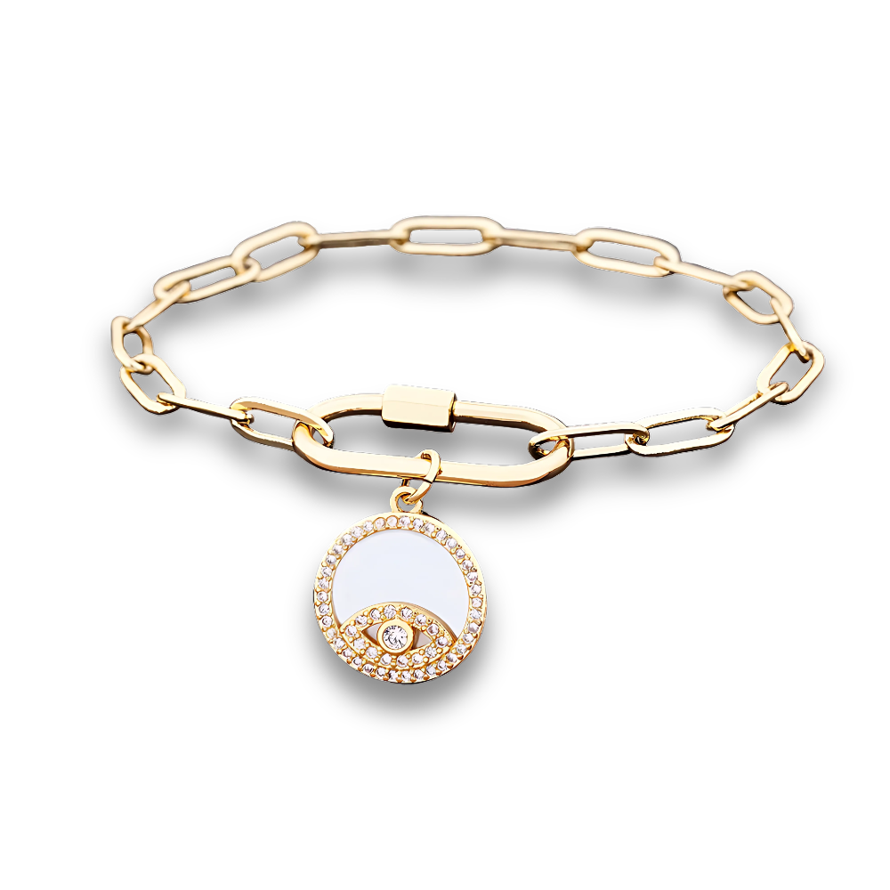 4 Styles! Stunning Gold and CZ Evil Eye Pendant Charm Bracelets
