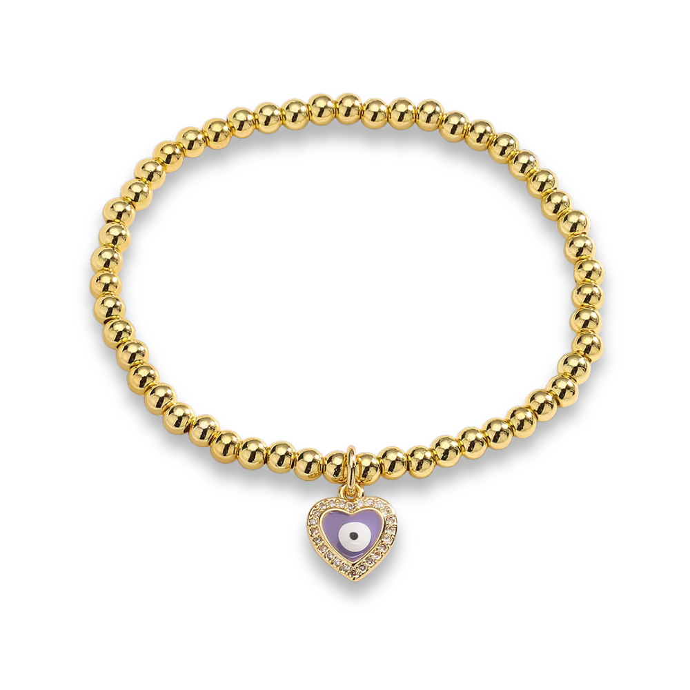 19 Styles! Trendy Gold Bead Colorful Evil Eye Charm Pendant Bracelet Bangle CZ Sparkly Bracelet Stack Stacking