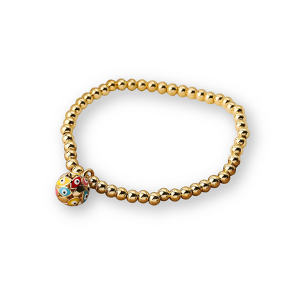 19 Styles! Trendy Gold Bead Colorful Evil Eye Charm Pendant Bracelet Bangle CZ Sparkly Bracelet Stack Stacking