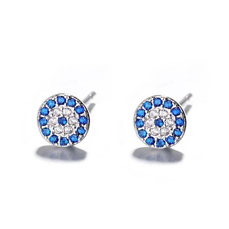 4 Styles! Silver Color Evil Eye Earrings Blue Eye Clear CZ Crystal Stud Earrings for Women