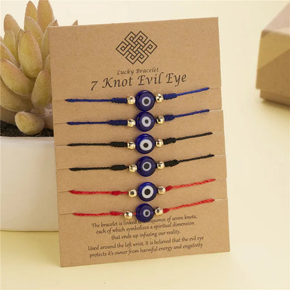 9 Color Options! 6Pcs/Set Handmade Turkish Lucky Evil Eye Bracelets Unisex 6 Pack