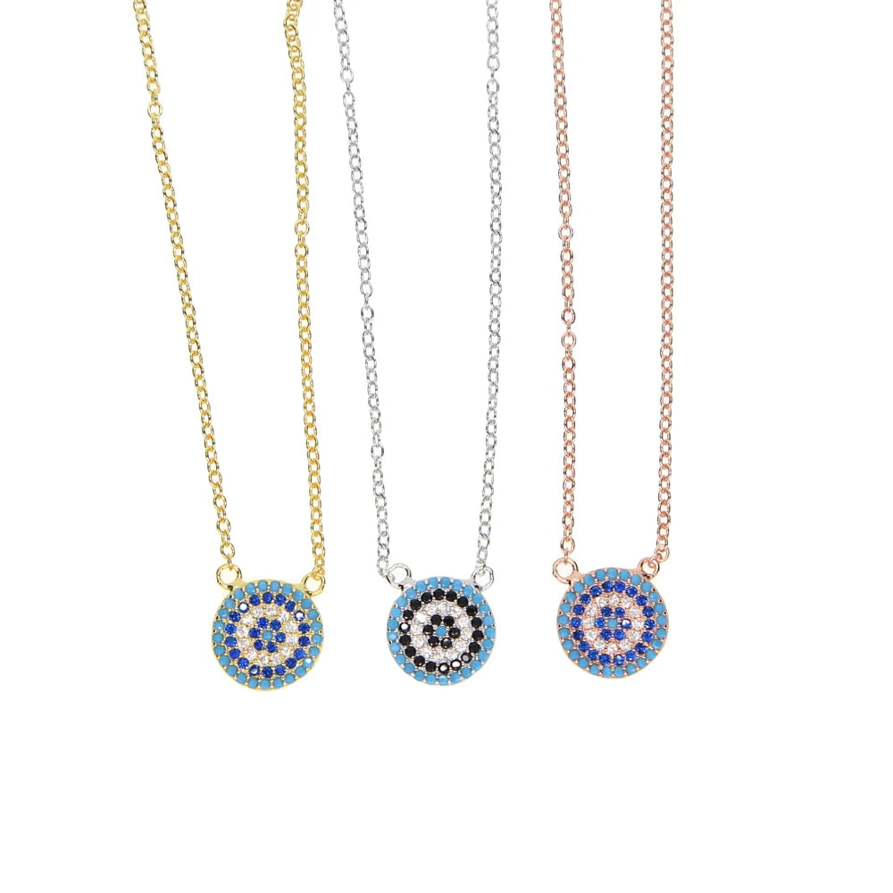 Silver, Gold, Rose Options! 925 Sterling Silver Evil Eye Hamsa White Blue AAA Cz Pendant Necklace