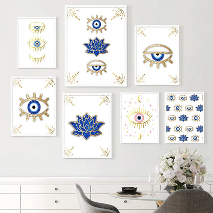 7 Styles and 12 Sizes to Choose From! Evil Eye Wall Art Canvas Prints Wall Picture Room Decor