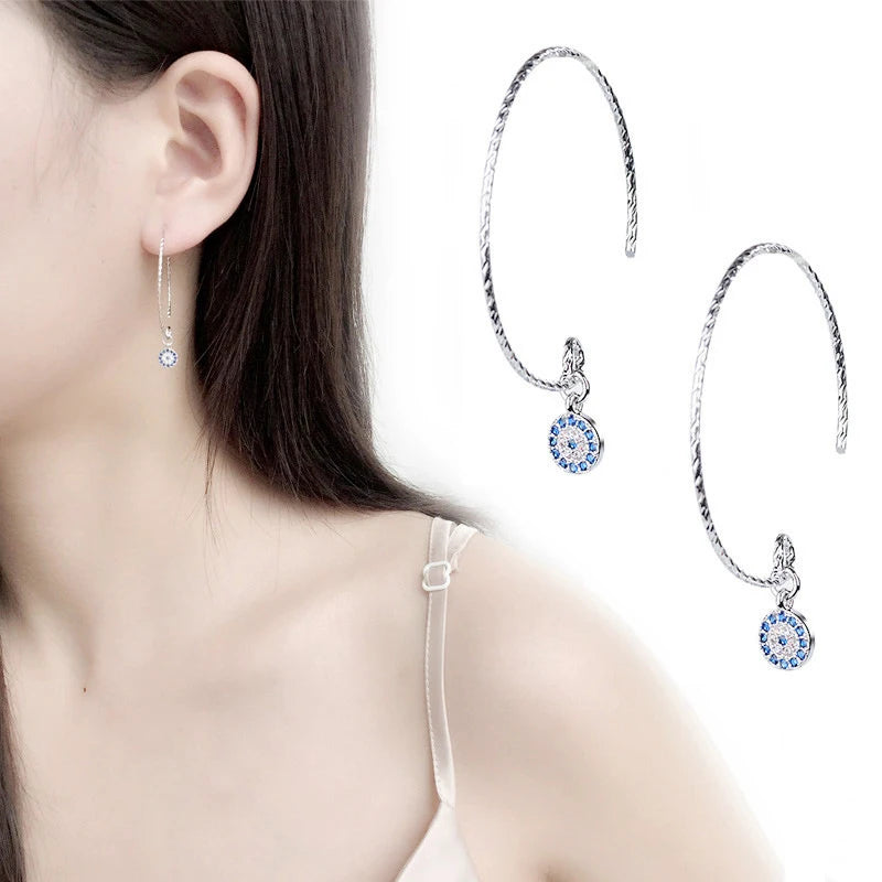 4 Styles! Silver Color Evil Eye Earrings Blue Eye Clear CZ Crystal Stud Earrings for Women