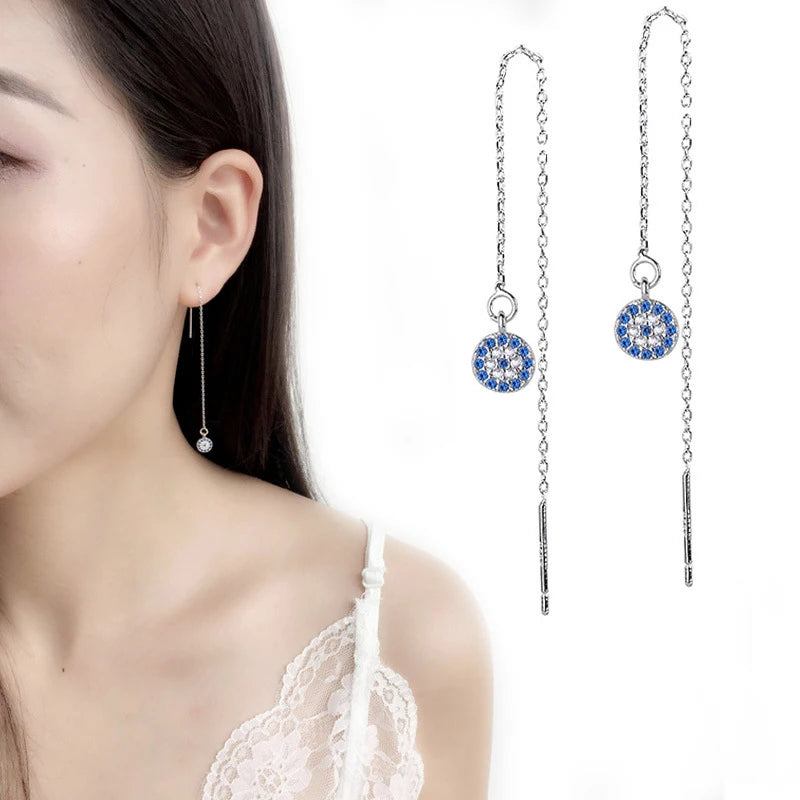 4 Styles! Silver Color Evil Eye Earrings Blue Eye Clear CZ Crystal Stud Earrings for Women