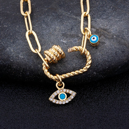 4 Styles! Stunning Gold and CZ Evil Eye Pendant Charm Bracelets