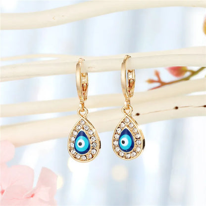 17 Styles! 1 Pair Rhinestone Fatima Hand Hollow Evil Eye Earrings For Women Trendy Round Eye Hoop Earrings