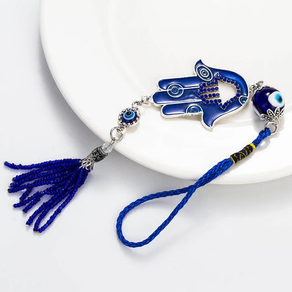 Evil Eye Glass Bead Blue Wall Hanger Tassel Pendant Keyrings Hamsa Hand Keychain