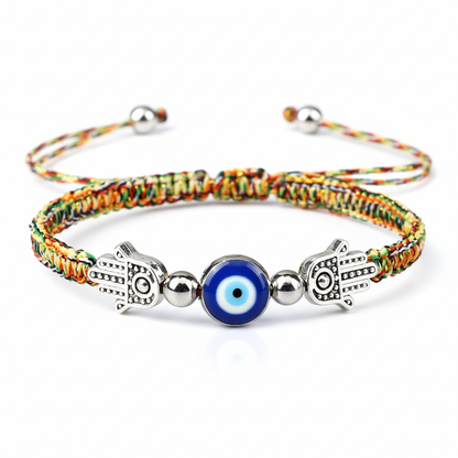 8 Colors! Hand of Fatima Pendant Bracelet Turkish Blue Evil Eye Lucky Red Braided Rope Handmade Adjustable for Men Unisex