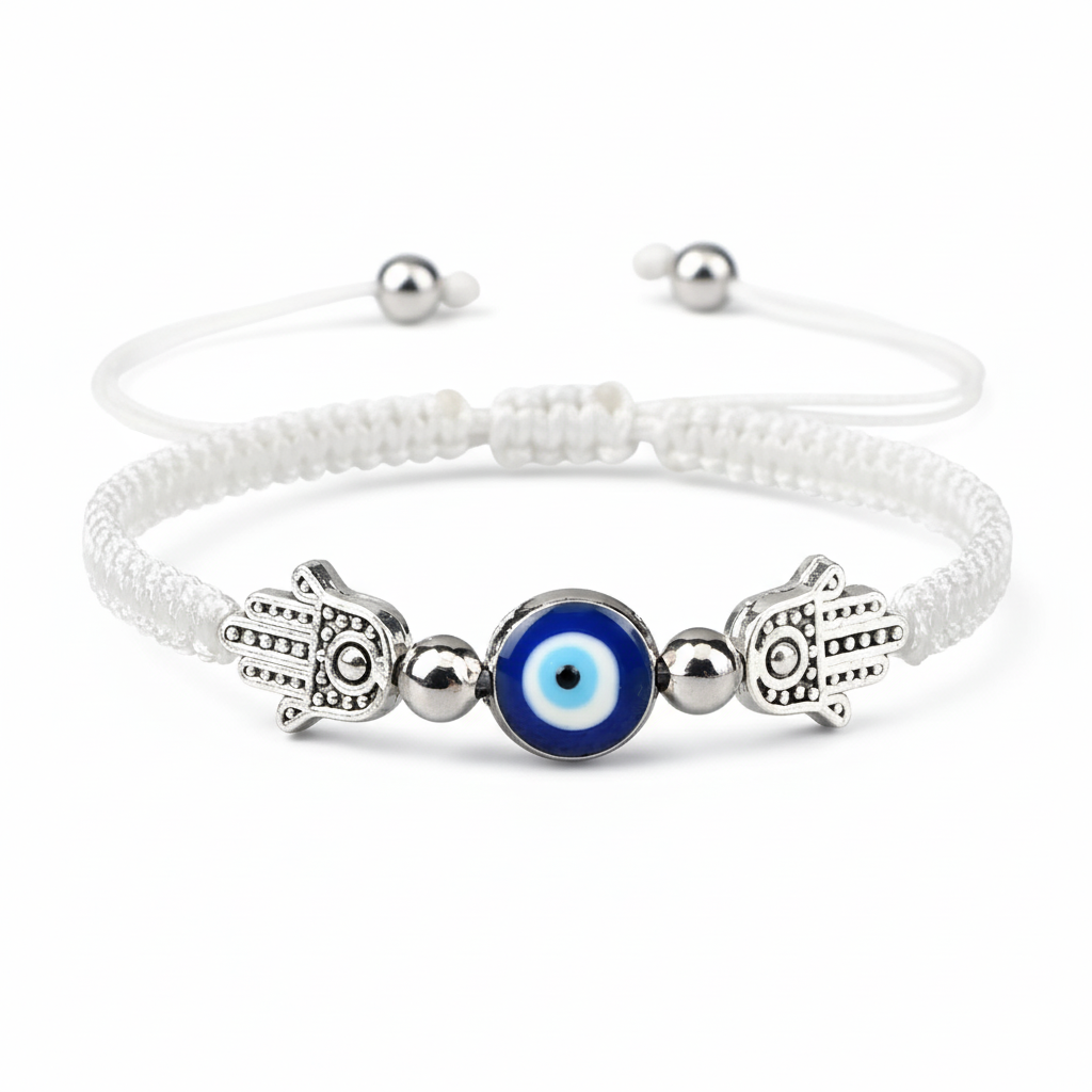 8 Colors! Hand of Fatima Pendant Bracelet Turkish Blue Evil Eye Lucky Red Braided Rope Handmade Adjustable for Men Unisex