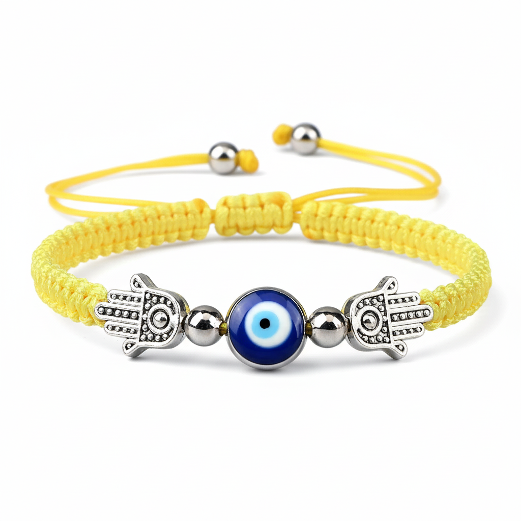 8 Colors! Hand of Fatima Pendant Bracelet Turkish Blue Evil Eye Lucky Red Braided Rope Handmade Adjustable for Men Unisex