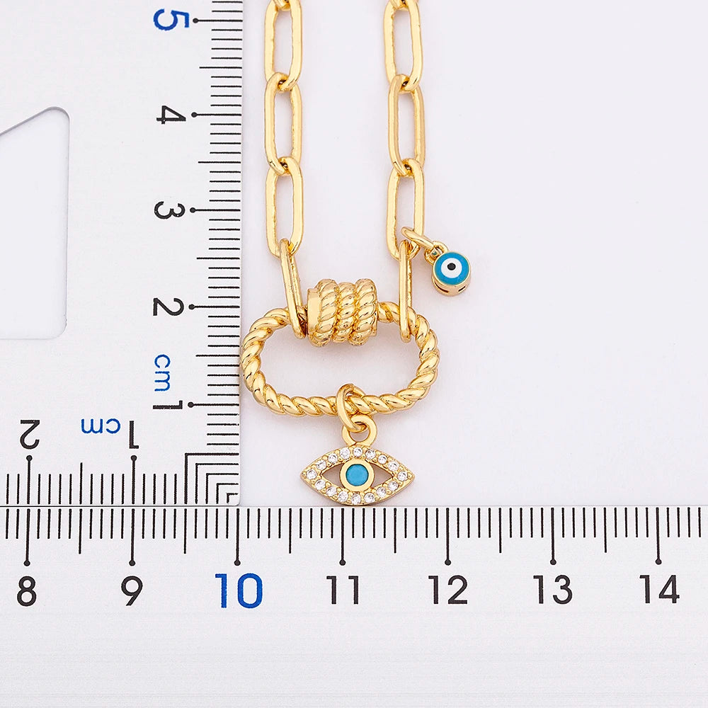 4 Styles! Stunning Gold and CZ Evil Eye Pendant Charm Bracelets