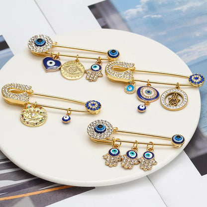 20 Styles Gold or Silver! Evil Eye Brooch Pin Color Heart Hand Charm Brooch for Women