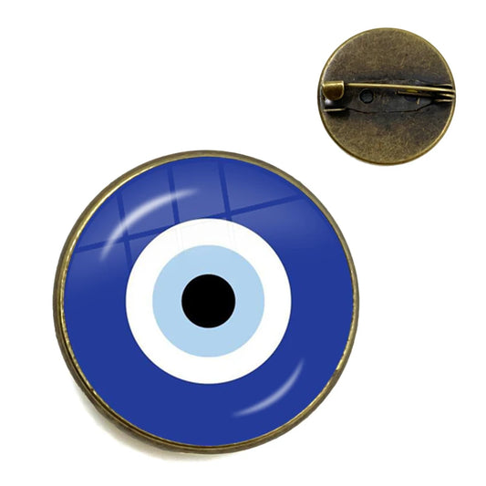 28 Styles and 2 Sizes! Cute Small Evil Eye Collar Buckle Brooches For Women Glass Dome Pins