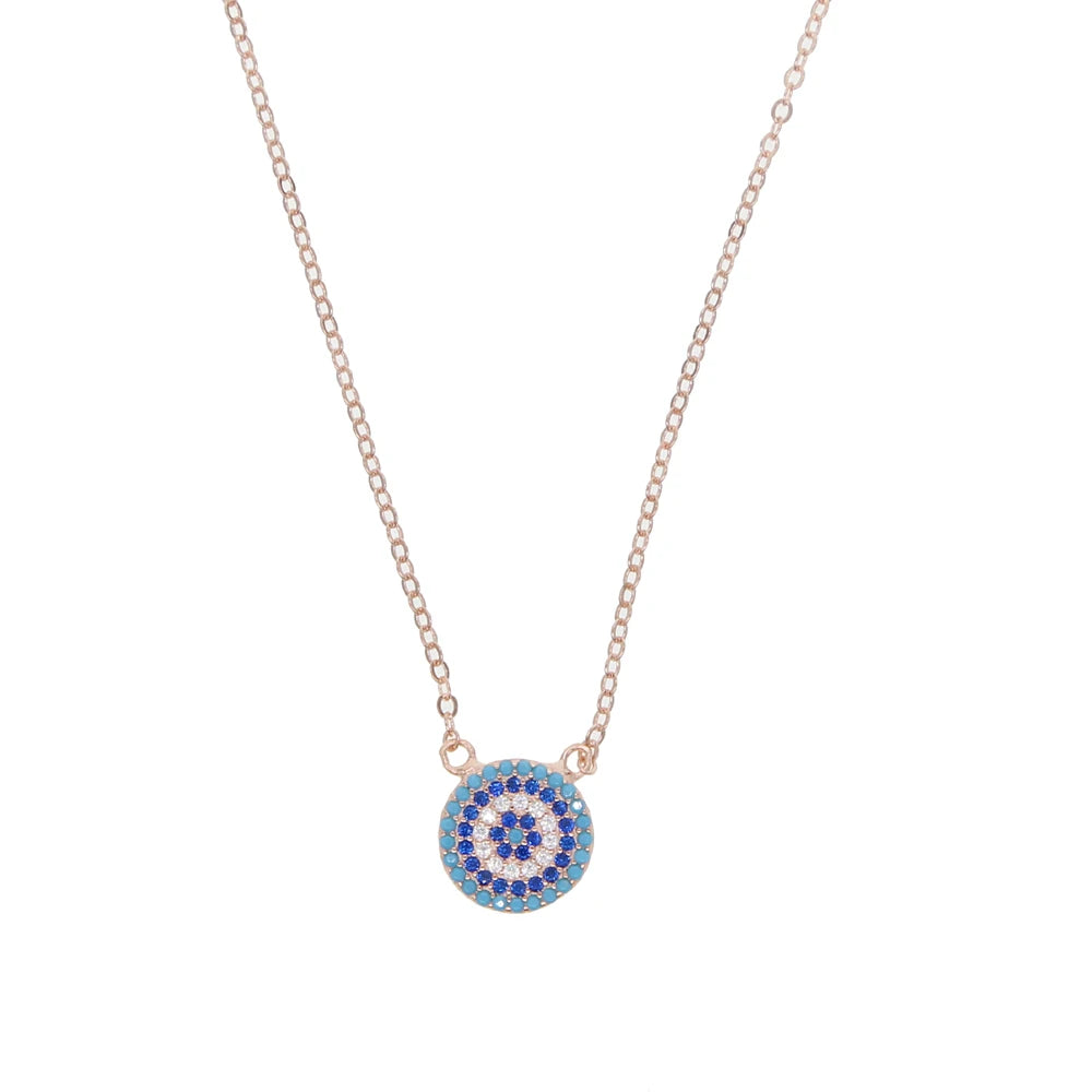 Silver, Gold, Rose Options! 925 Sterling Silver Evil Eye Hamsa White Blue AAA Cz Pendant Necklace