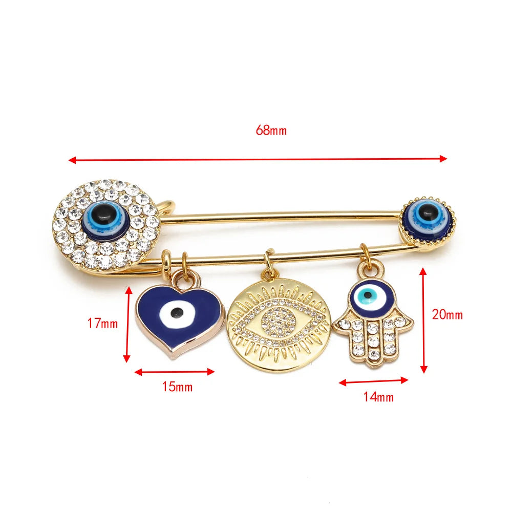 20 Styles Gold or Silver! Evil Eye Brooch Pin Color Heart Hand Charm Brooch for Women