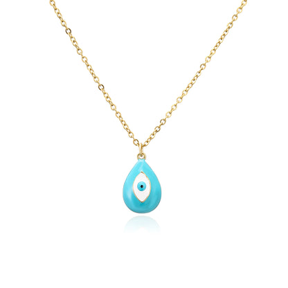 10 Colors! Colorful Eye Necklace Water Drop Shape Pendant Evil Eyes Necklace