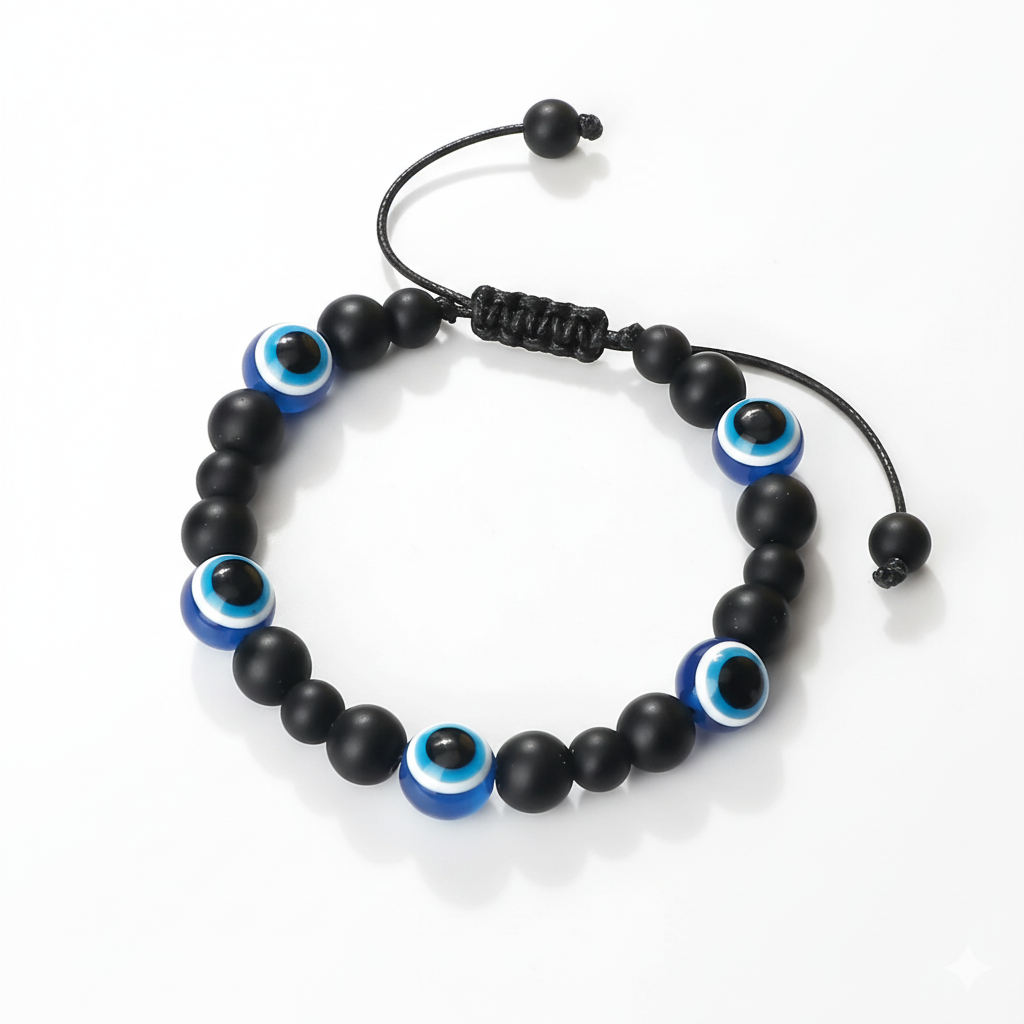 32 Styles To Choose From! Evil Eye Beaded Bracelets Natural Cat Eye Stone 6 8mm Opal Men Unisex Adjustable