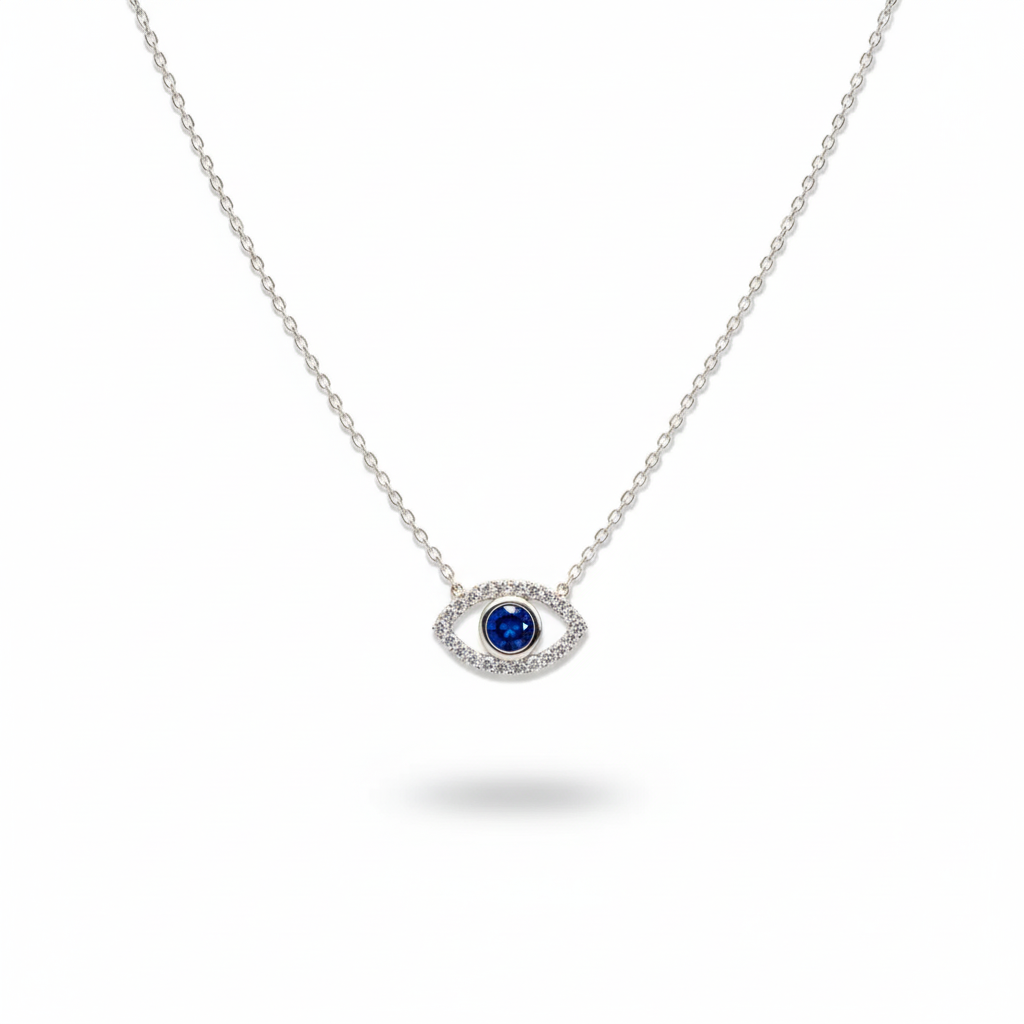 Lucky Silver or Gold Color Palm Evil Eyes Pendant Necklace for Women Micro Paved Rhinestone 1 Pc