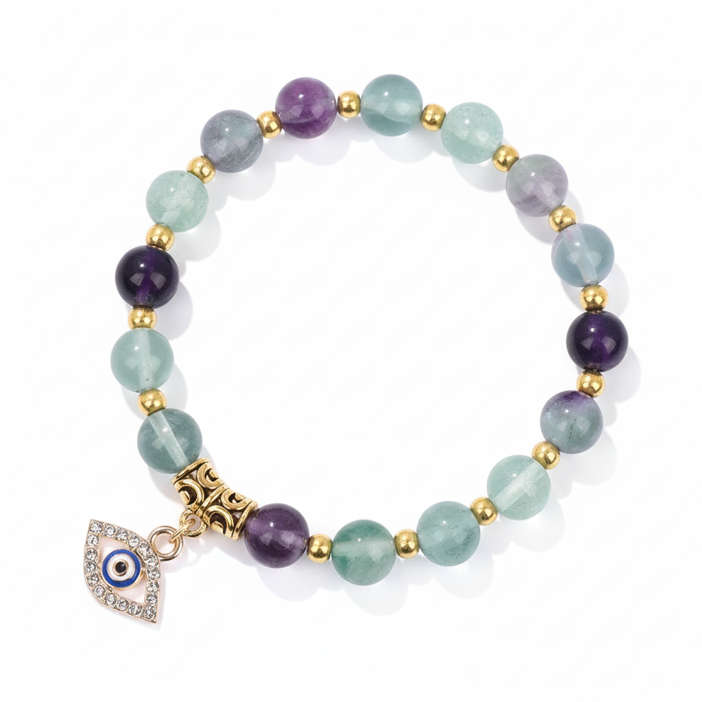 24 Color Options! 3 Size Options! Lucky Turkish Evil Eye Pendant Beads Bracelet Natural Stone With Card Charm Bangles Women