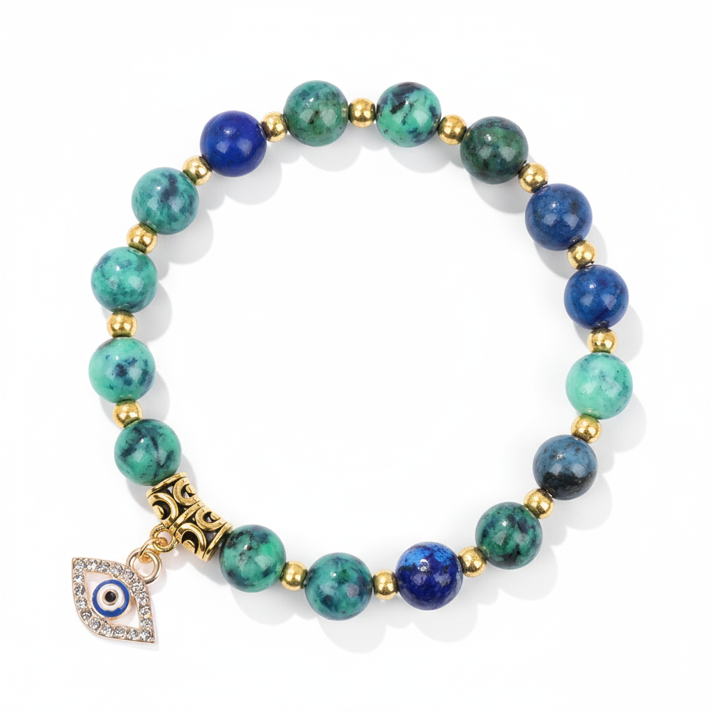 24 Color Options! 3 Size Options! Lucky Turkish Evil Eye Pendant Beads Bracelet Natural Stone With Card Charm Bangles Women