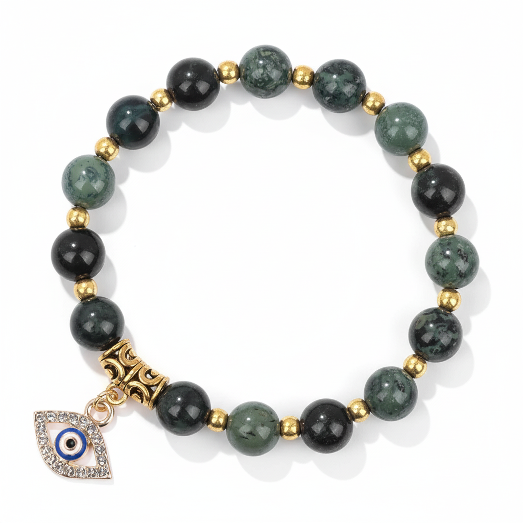 24 Color Options! 3 Size Options! Lucky Turkish Evil Eye Pendant Beads Bracelet Natural Stone With Card Charm Bangles Women