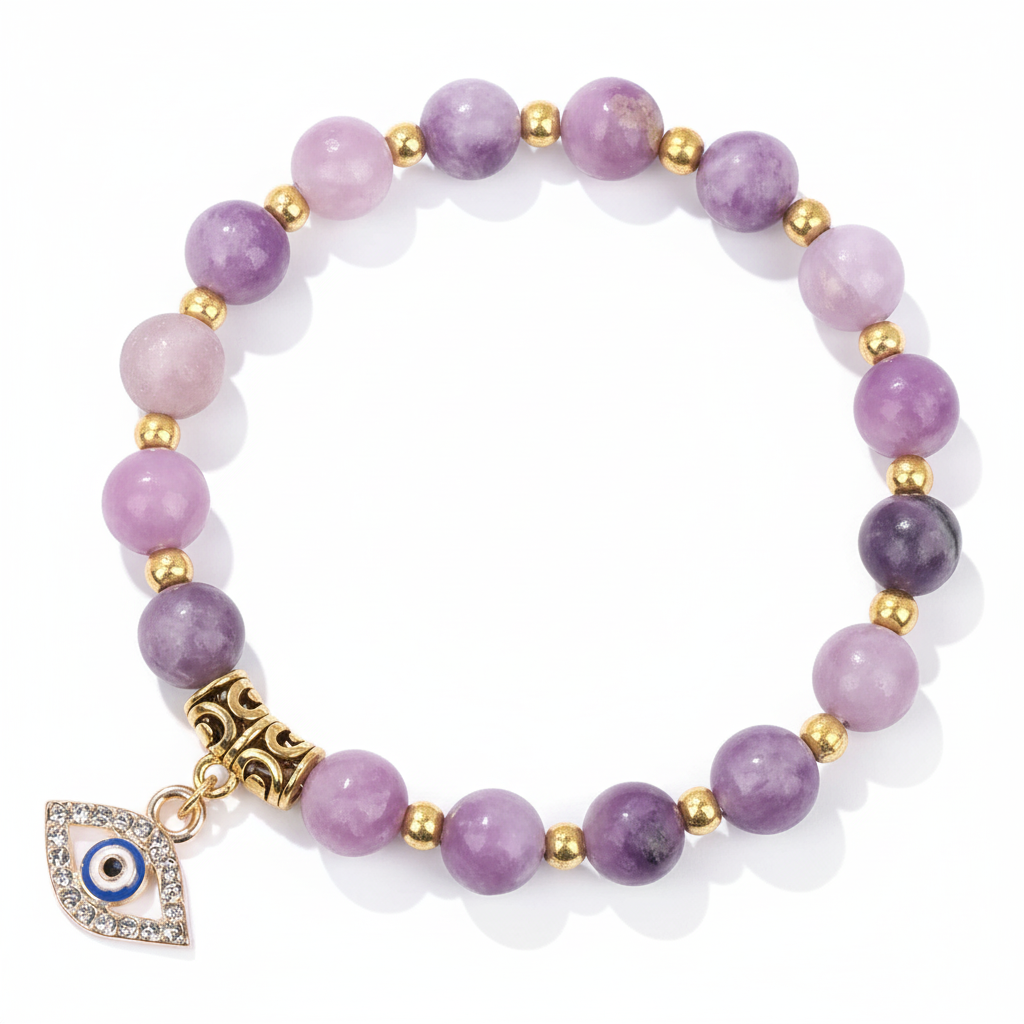 24 Color Options! 3 Size Options! Lucky Turkish Evil Eye Pendant Beads Bracelet Natural Stone With Card Charm Bangles Women
