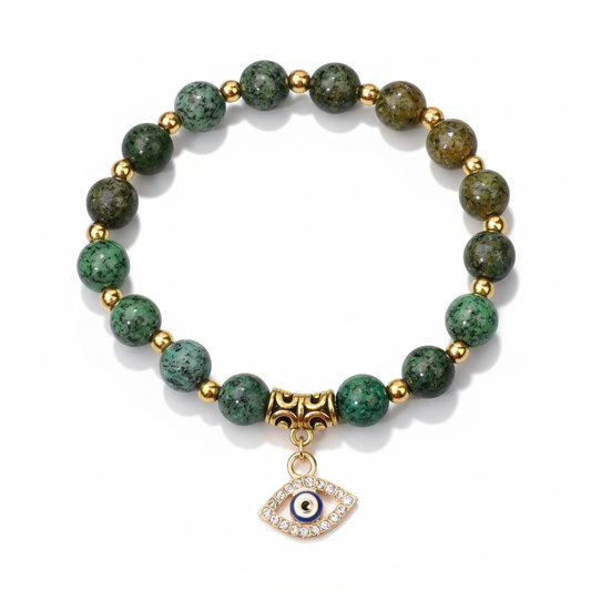 24 Color Options! 3 Size Options! Lucky Turkish Evil Eye Pendant Beads Bracelet Natural Stone With Card Charm Bangles Women
