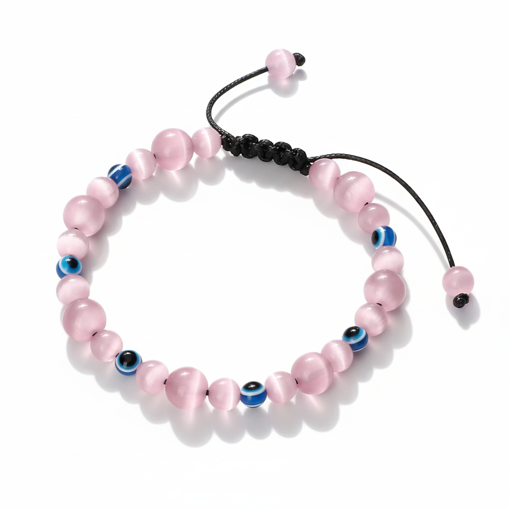 32 Styles To Choose From! Evil Eye Beaded Bracelets Natural Cat Eye Stone 6 8mm Opal Men Unisex Adjustable