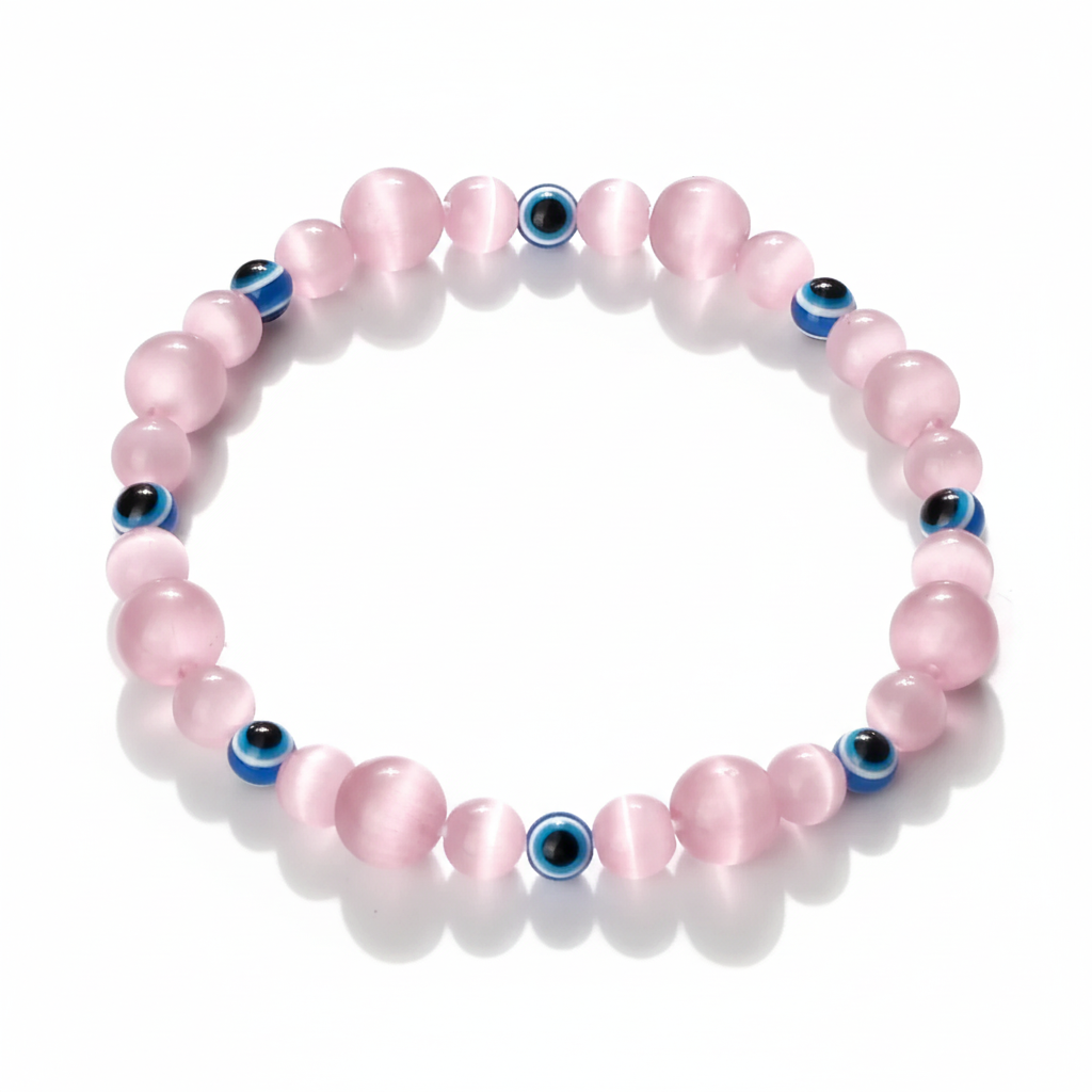 32 Styles To Choose From! Evil Eye Beaded Bracelets Natural Cat Eye Stone 6 8mm Opal Men Unisex Adjustable