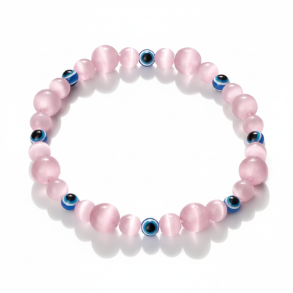 32 Styles To Choose From! Evil Eye Beaded Bracelets Natural Cat Eye Stone 6 8mm Opal Men Unisex Adjustable