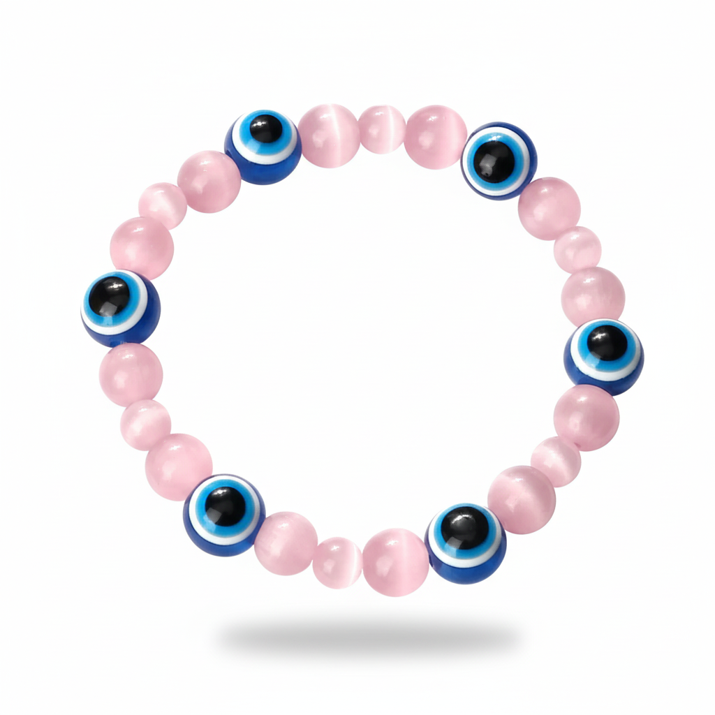 32 Styles To Choose From! Evil Eye Beaded Bracelets Natural Cat Eye Stone 6 8mm Opal Men Unisex Adjustable