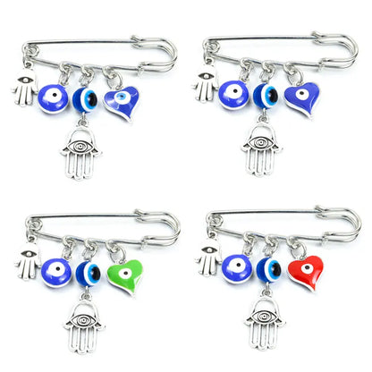 8 Styles! Silver Color Evil Eye Enamel Pins Amulet Evil Nazar Eye Charm Brooch For Women