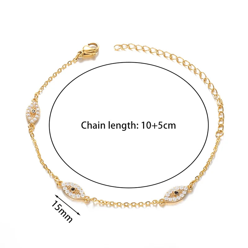 Shiny Evil Eye Bracelet For Women Gold or Silver Color Lucky Eye Adjustable Hand Chain Zircon Bracelet Jewelry Accessories