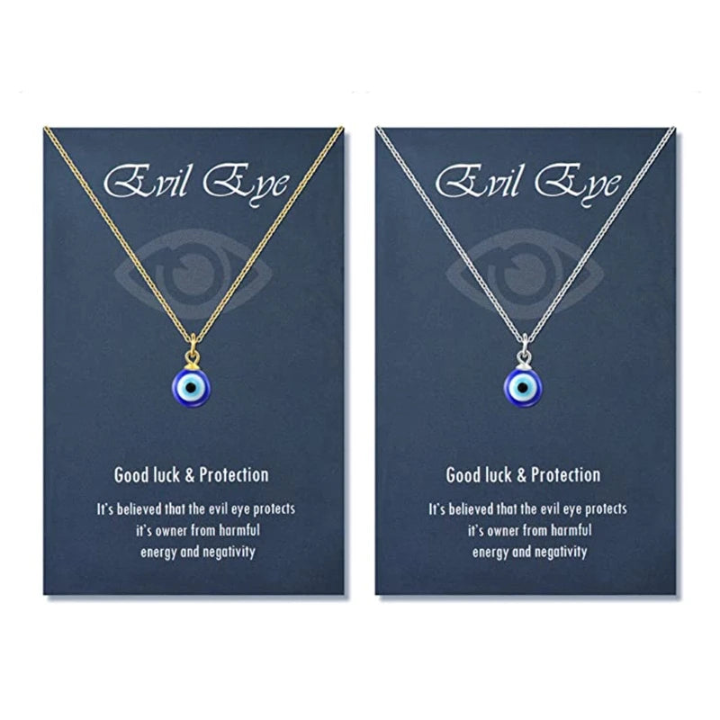 Gold or Silver Simple Dainty EVIL EYE Necklace Blue Turkish Chain