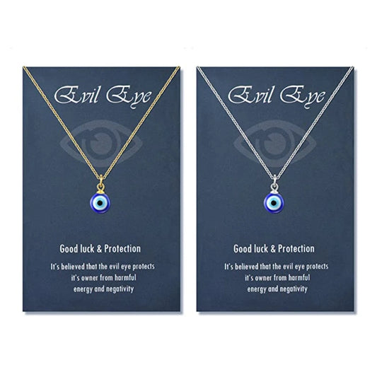 Gold or Silver Simple Dainty EVIL EYE Necklace Blue Turkish Chain