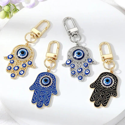 4 Colors! Hand of Fatima Hamsa Turkish Blue Evil Eye Keychain Key Holder Handbag Decorations For Women