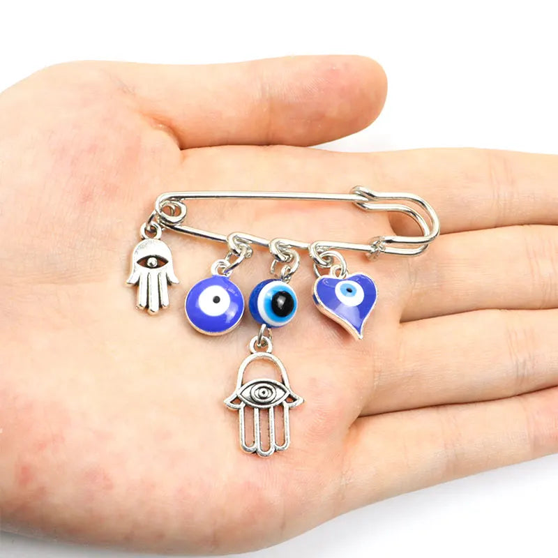 8 Styles! Silver Color Evil Eye Enamel Pins Amulet Evil Nazar Eye Charm Brooch For Women