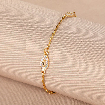 Shiny Evil Eye Bracelet For Women Gold or Silver Color Lucky Eye Adjustable Hand Chain Zircon Bracelet Jewelry Accessories