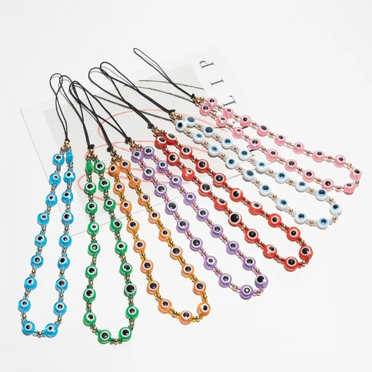 7 Colors! Evil Eye Phone Chain Resin Beads Mobile Phone Strap Colorful Mobile Phone Charm Accessory