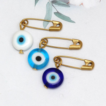 31 Styles! Evil Eye Pin Collection 3pcs/lot Colorful Turkish Evil Eye Bead Brooch Pin Gold Color Pin Alloy Charm Brooch for Women