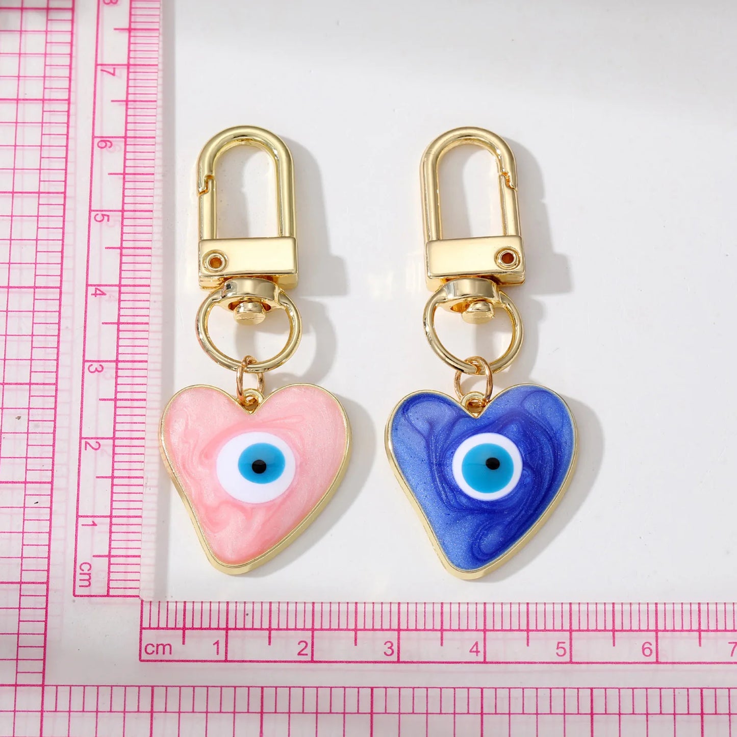 5 Colors! Cute Keychain Turkish Heart Evil Eye Enamel Pendant Keychains Blue Eye Keyring School Bag Car Key Jewelry Accessories