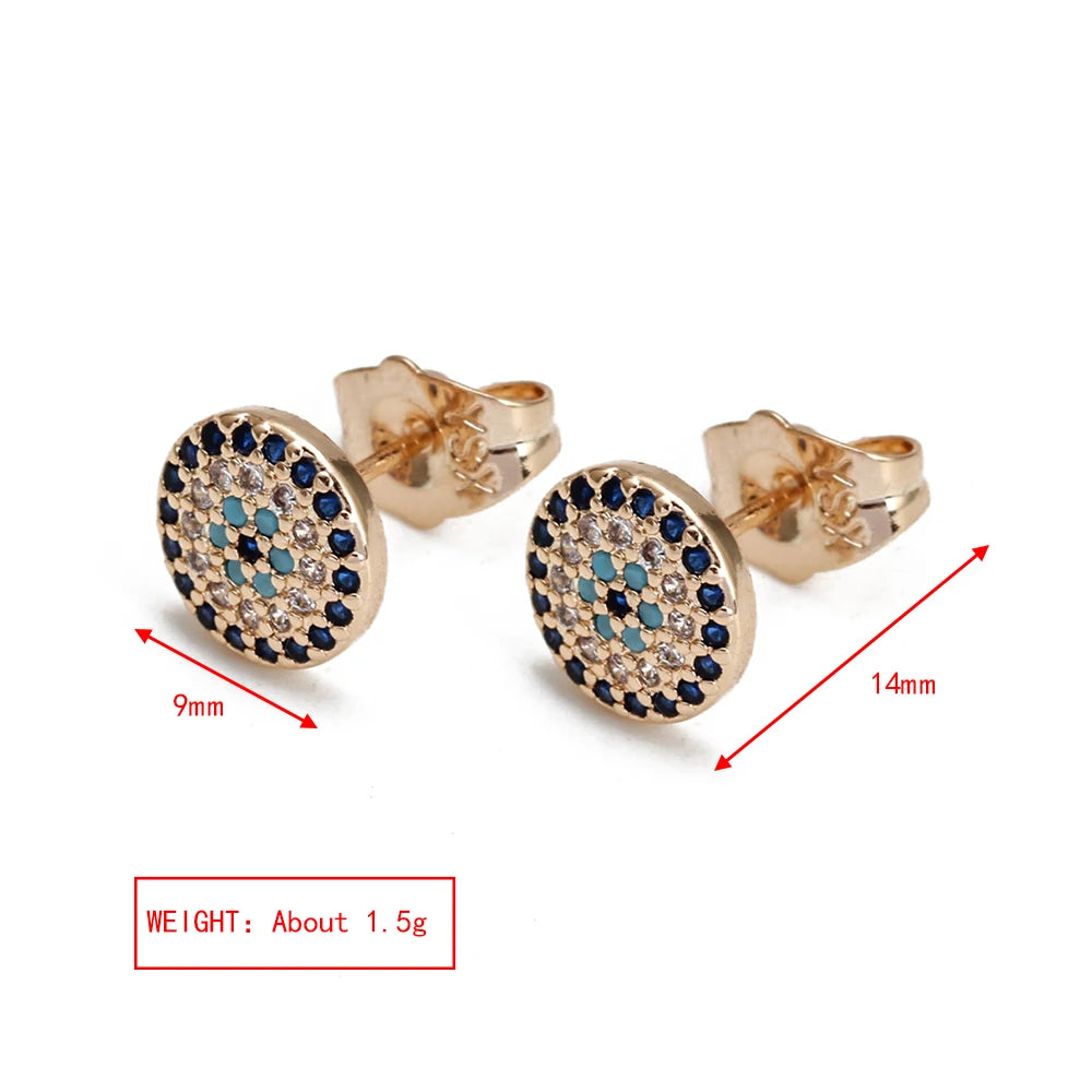 11 Styles! Gold or Siler Glamorous Lucky Eye Micro Pave Round Zircon Stud Earrings