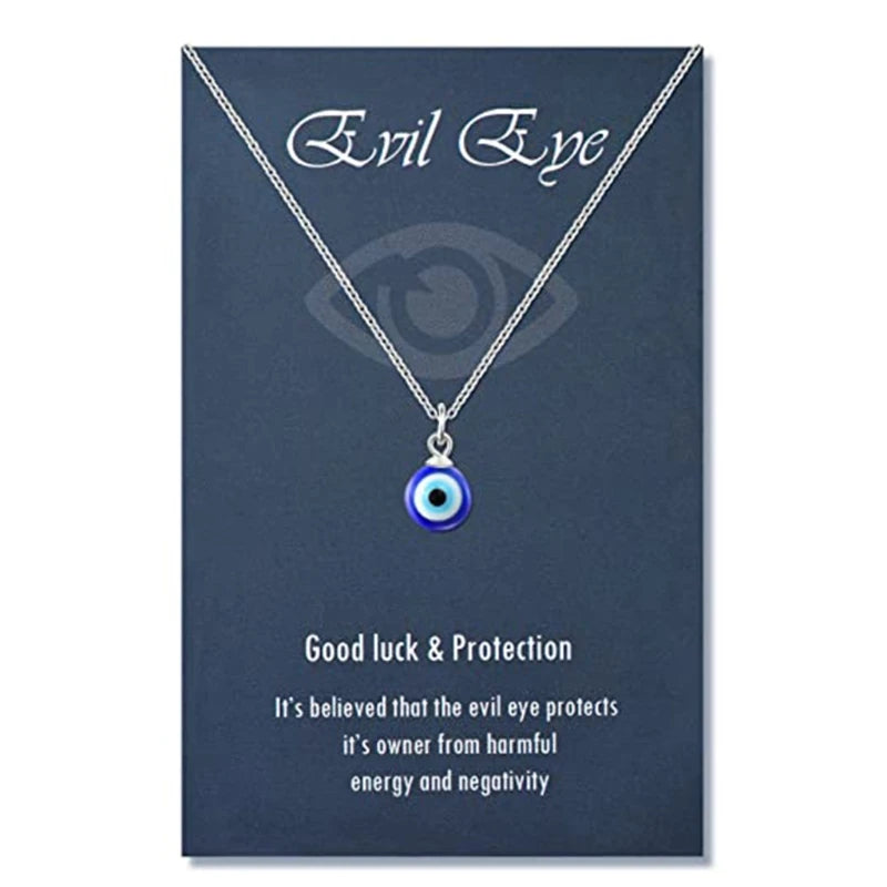 Gold or Silver Simple Dainty EVIL EYE Necklace Blue Turkish Chain