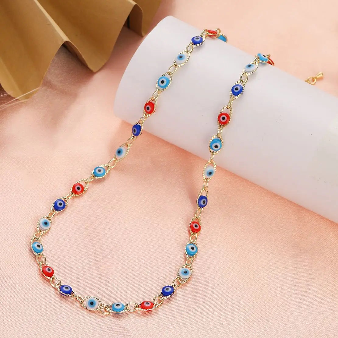 20 Styles! Blue Turkish Evil Eyes Necklace for Women Fashion Gold Color Stainless Steel Necklaces Enamel Bead Jewelry Pearl, Moon, Stars