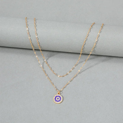 Silver or Gold! Double Layer Gorgeous Zircon Evil Eye Necklaces Stainless Steel