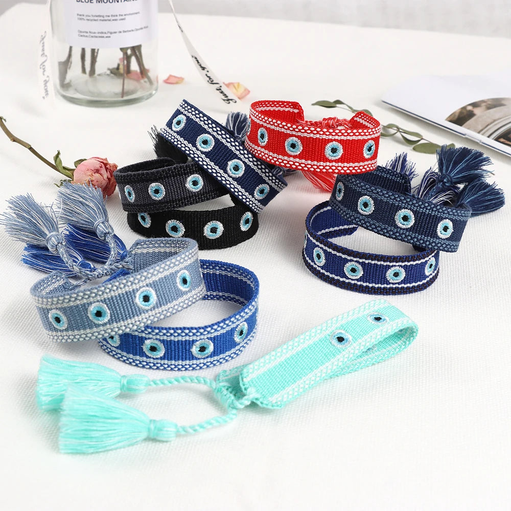 37 Styles! Evil Eyes Woven Embroidered Bracelets Handmade Jewelry Armstacking Accessory