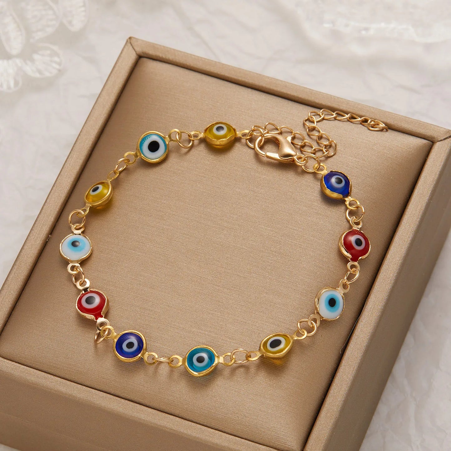 5 Color Options! Colorful Lucky Evil Eye Charm Bracelet for Women Colorful Adjustable Charm Bracelet Jewelry